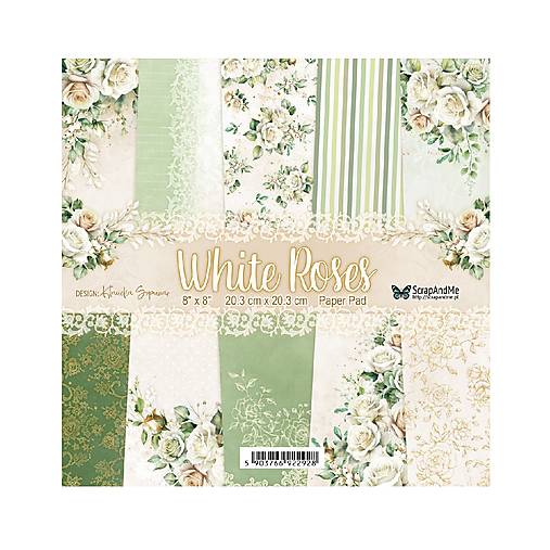 Papier -  Scrapbook papier White Roses 8 x 8 - 17487231_