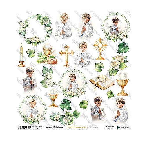 Papier -  Scrapbook papier First Communion Boy 5 12 x 12  - 17487269_