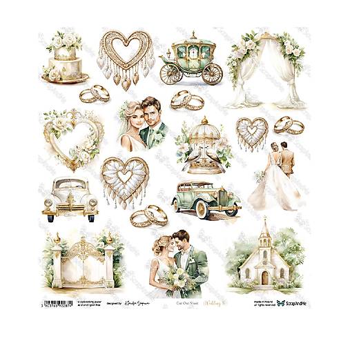 Papier -  Scrapbook papier Wedding 8 12 x 12  - 17487277_