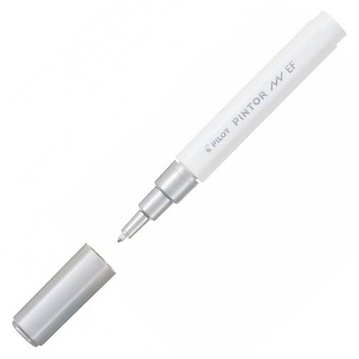 Pilot PINTOR, Extra fine (0,7 mm), akrylový popisovač (strieborná)