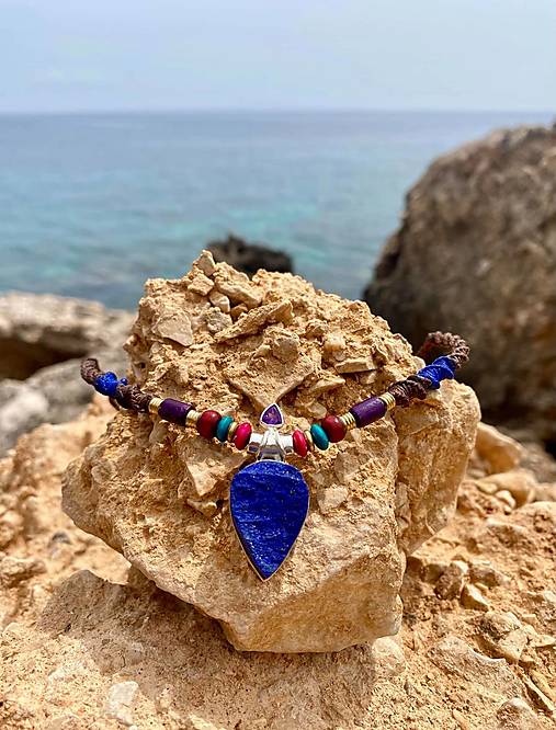 Iné šperky - Lapis Lazuli a Ametyst Ag 925 náhrdelník - 17487826_