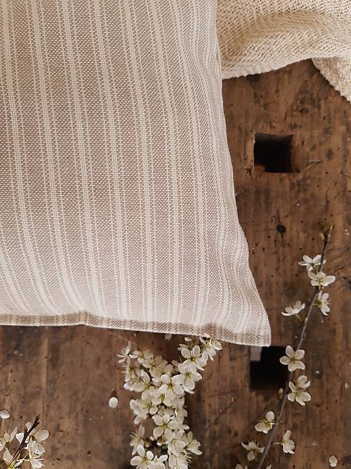 Úžitkový textil - Vankúš s výplňou hnedý prúžok č.2 - 17488152_