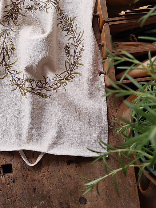 Úžitkový textil - Ľanová utierka veniec rozmarín - 17488174_