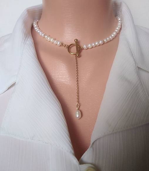 Náhrdelníky - Náhrdelník (choker) z pravých riečnych perál - 17486780_