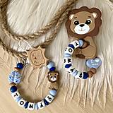 Hračky - SET: Retiazka na cumlík a hryzadlo s menom, Levík (Dĺžka mena 3-5 písmen) - 17487209_