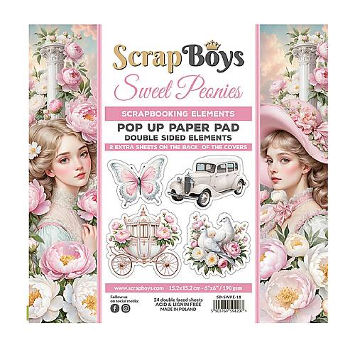 Papier - Scrapboys scrapbook papier Pop Up 6x6 Sweet Peonies - 17489274_