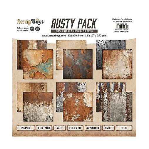 Papier - Scrapboys scrapbook papier Rusty Pack 12 x 12 - 17489651_