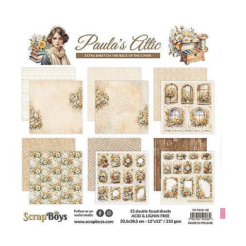 Papier - Scrapboys scrapbook papier Paula's Attic 12 x 12 - 17489677_