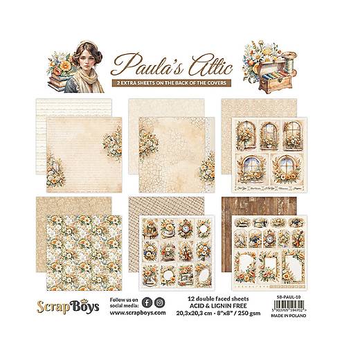 Papier - Scrapboys scrapbook papier Paula's Attic 8 x 8 - 17489686_