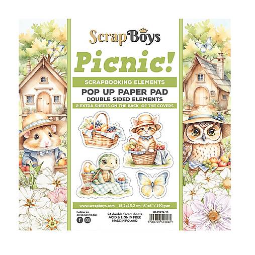 Papier - Scrapboys scrapbook papier Pop Up 6x6 Picnic! - 17489798_
