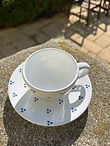 Nádoby - Kapučíno šálka s podšálkou (biela trojbodková) - 17488897_