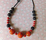 Náhrdelníky - kombinovaný náhrdelník maľované kvietky  - 17489107_