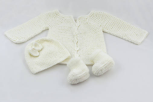 Detské súpravy - Biely set s mašličkou AKRYL - 17489547_