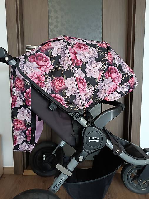 Detský textil - Strieška ku kočíku Britax - Pivónie - 17489607_