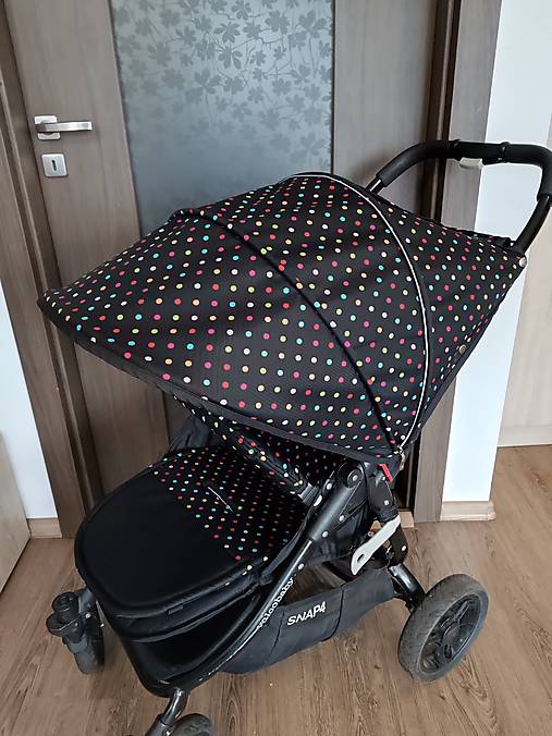 Detský textil - Strieška a madlo ku kočíku Valco Snap - farebné bodky - 17489736_