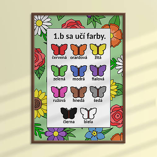 Hračky - Učenie sa farieb floral with leaves - poster - 17490419_