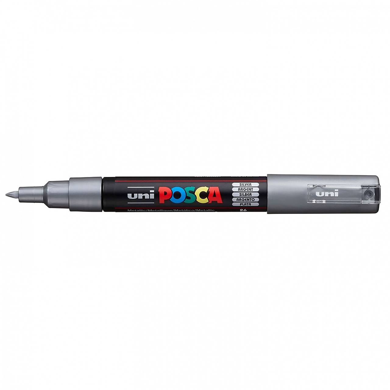 Uni POSCA, PC-1M (0,7 mm), akrylový popisovač (strieborná)
