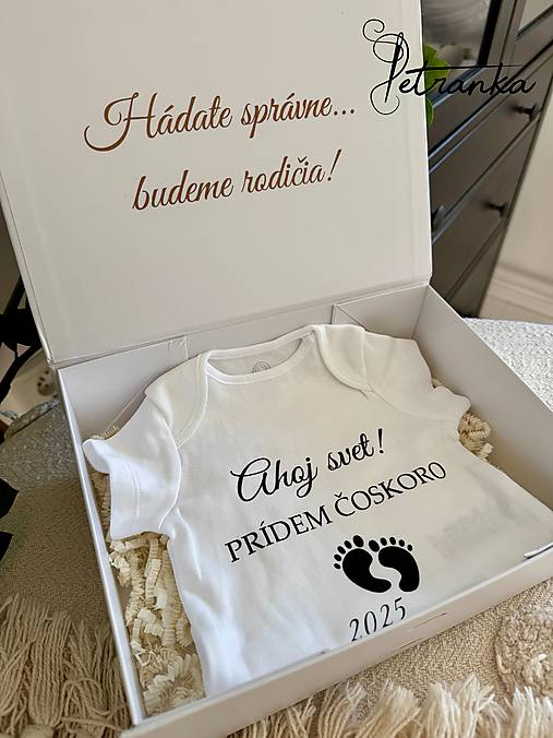 Detské oblečenie - Darčekový box detské body - oznámenie tehotenstva - 17491388_