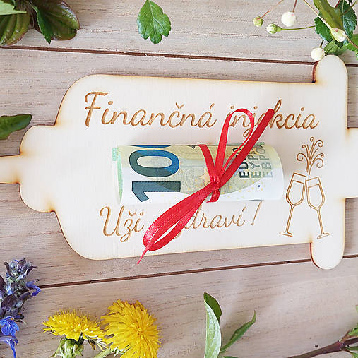 Drevená obálka na peniaze finančná injekcia 23cm