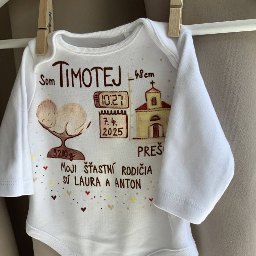 Originálne maľované body k narodeniu bábätka v hnedých odtieňoch