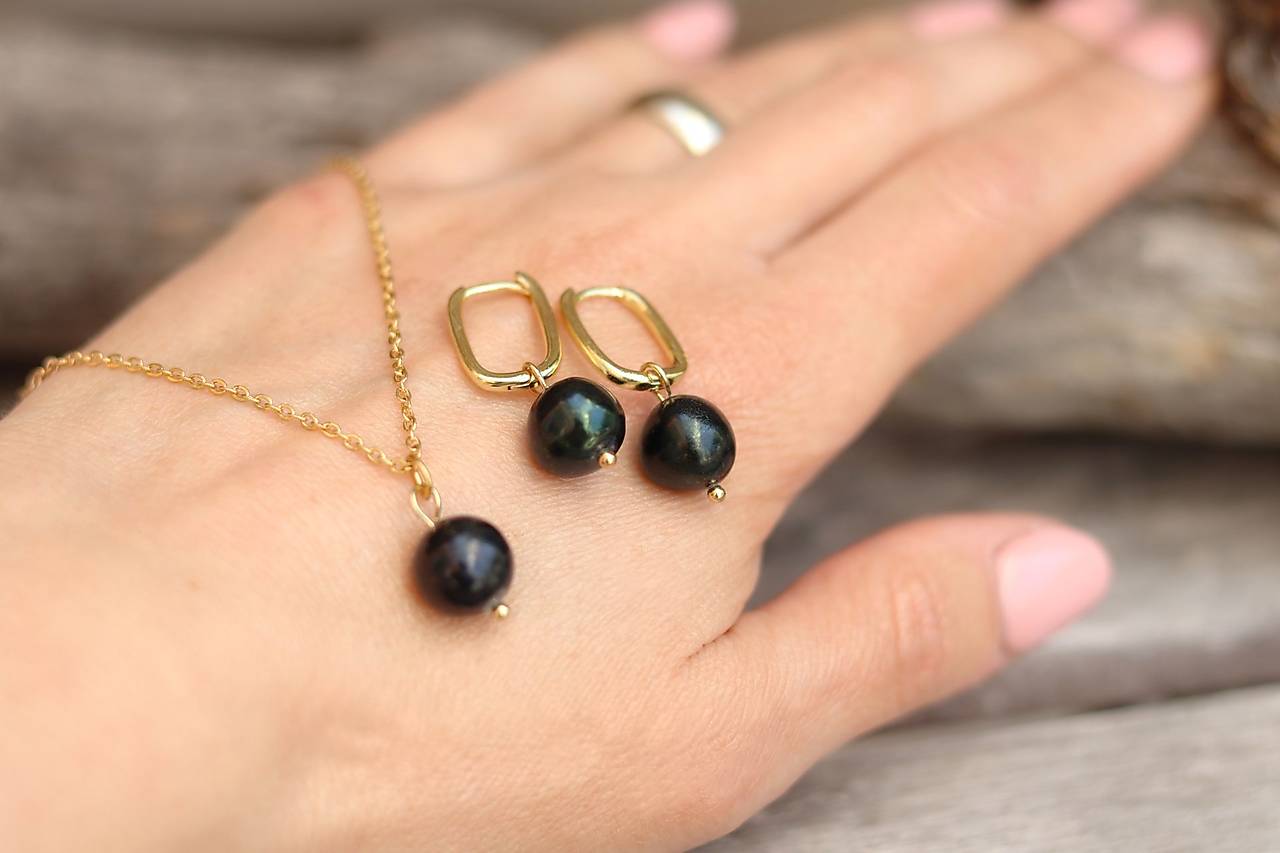 Perlová súprava - čierne perly