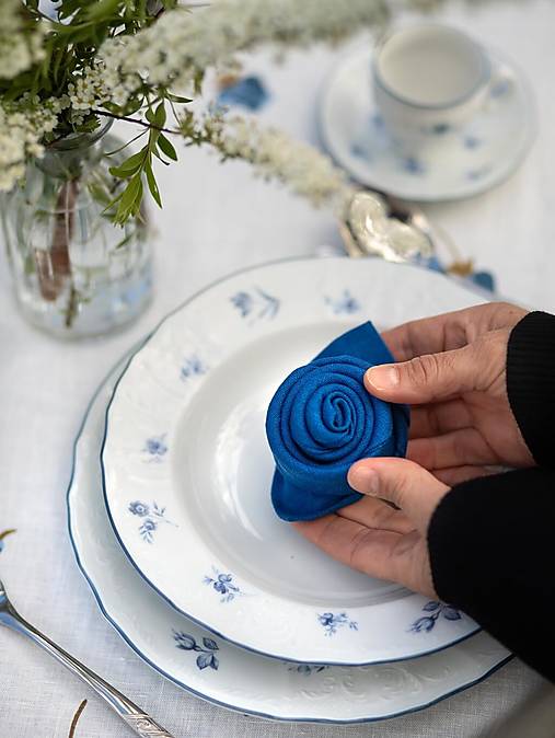 Úžitkový textil - Ľanový obrúsok Cobalt Blue  - 17493560_