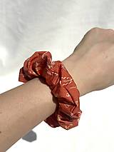 Ozdoby do vlasov - Scrunchie MIDI (Tehlové kvety - 100% bavlna) - 17494102_