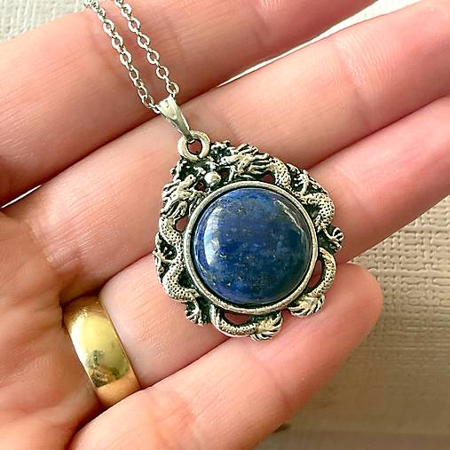 Lapis Lazuli Antique Silver Pendant / Prívesok s lazuritom E051
