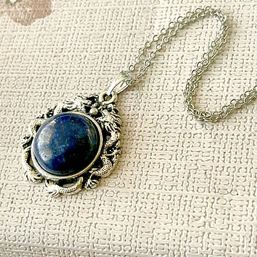 Lapis Lazuli Antique Silver Pendant / Prívesok s lazuritom E051