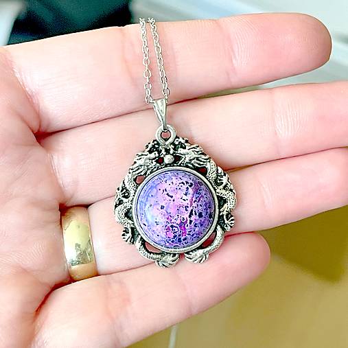 Purple Jasper Antique Silver Pendant / Prívesok s jaspisom fialovým E051