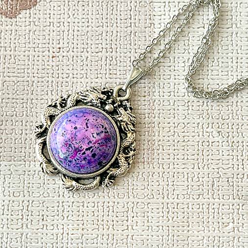 Purple Jasper Antique Silver Pendant / Prívesok s jaspisom fialovým E051