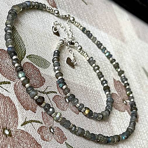 Faceted Labradorite Necklace AG925 / Náhrdelník labradorit, striebro, E014