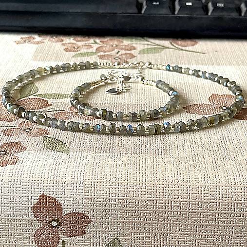 Faceted Labradorite Necklace AG925 / Náhrdelník labradorit, striebro, E014