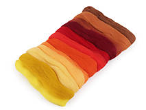 Textil - AKCIA!!! Vlna na plstenie, 100% merino, sada 12 ks, 50g ("oheň") - 17496498_