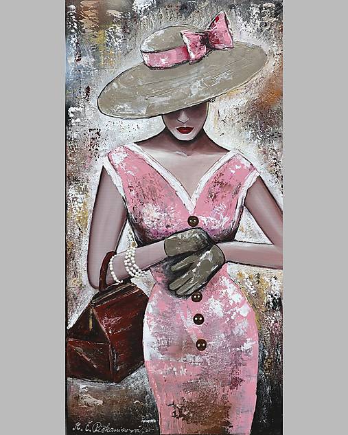 Obrazy - ,,Dáma v rukavičkách,, 50x100 - 17496811_