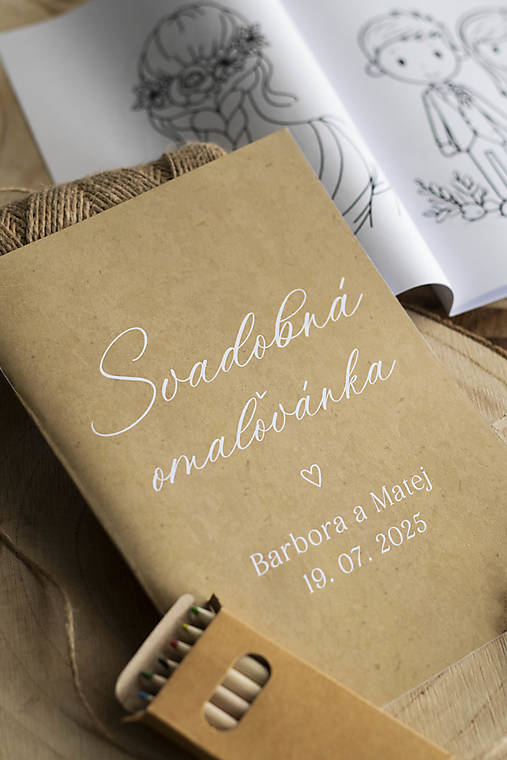 Papiernictvo - Svadobná omaľovánka - Hnedá & biela I. ❤ - 17497013_