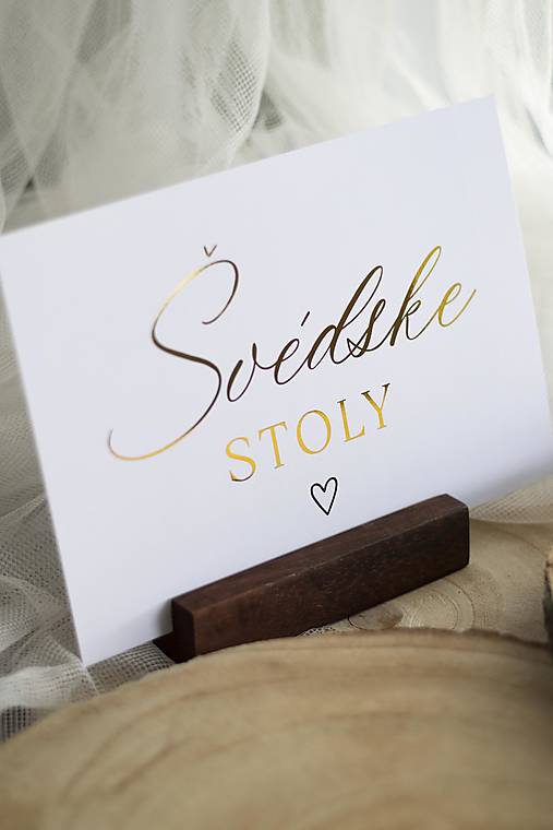 Papiernictvo - Švédske stoly - info kartička A5 ZLATÁ - 17497556_