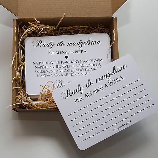 Rady pre mladomanželov personalizované v krabičke