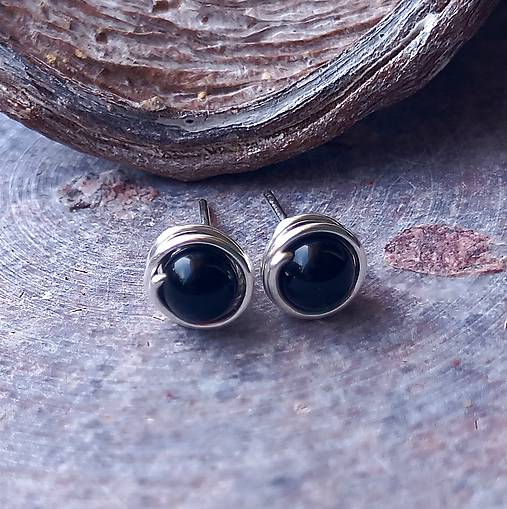 Náušnice - extramini napichovačky onyx - 17498595_