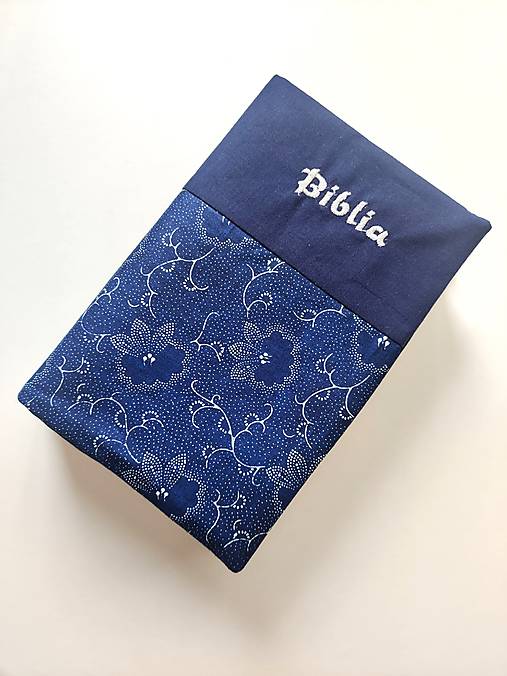 Papiernictvo - Obal na Bibliu (malú) - modrotlač - 17499830_