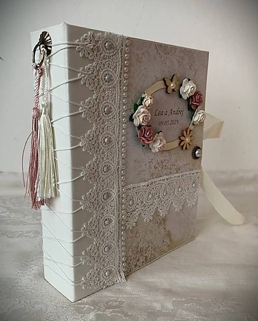 Papiernictvo - Svadobný fotoalbum ivory "Romance" - 17500459_