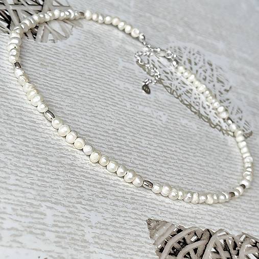 ZĽAVA 10% Freshwater Pearls Necklace AG925 / Náhrdelník zo sladkovodných perál E014