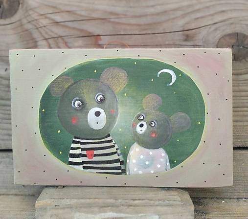 Obrazy - Veľký a malý maco. - 17503471_