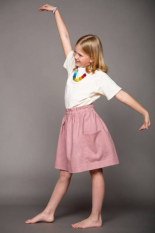 Detské oblečenie - Ľanová suknička - staroružová - 17504089_