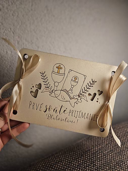 Papiernictvo - Drevená obálka Prvé sväté Prijímanie II. - 17502877_