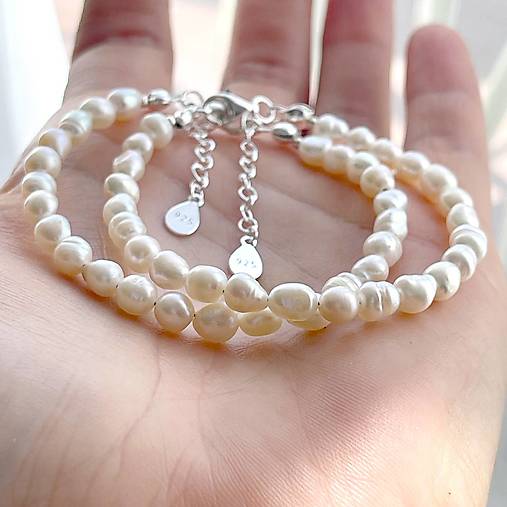 Freshwater Pearls Bracelet AG925 / Náramok sladkovodné perly, striebro, E014