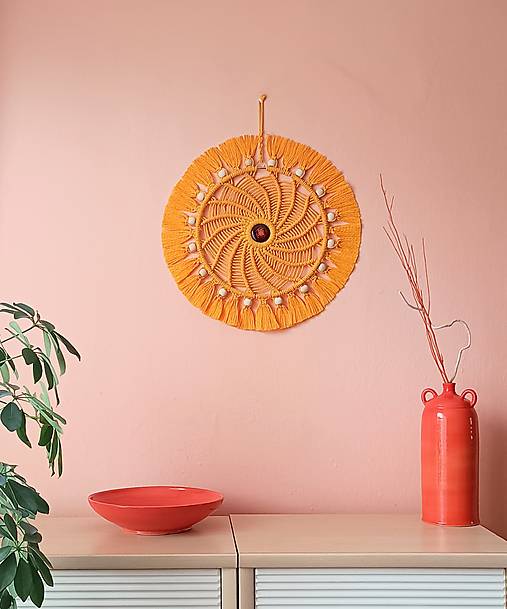 Dekorácie - Macramé Boho - Točivé slnko - 17505825_