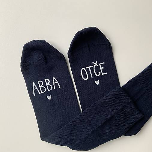 Motivačné maľované ponožky s nápisom: "ABBA OTČE!" (tmavomodré)