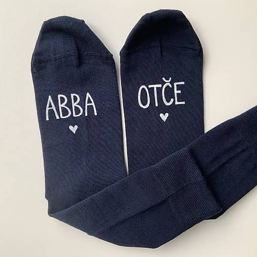 Motivačné maľované ponožky s nápisom: "ABBA OTČE!" (tmavomodré)