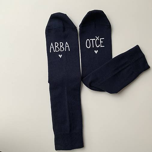 Motivačné maľované ponožky s nápisom: "ABBA OTČE!" (tmavomodré)